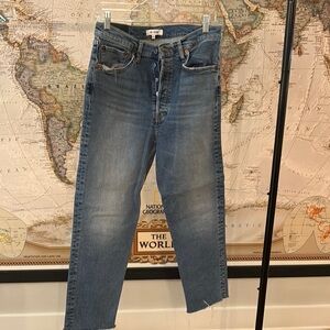 Re/Done Blue Straight Jeans with Subtle Fading